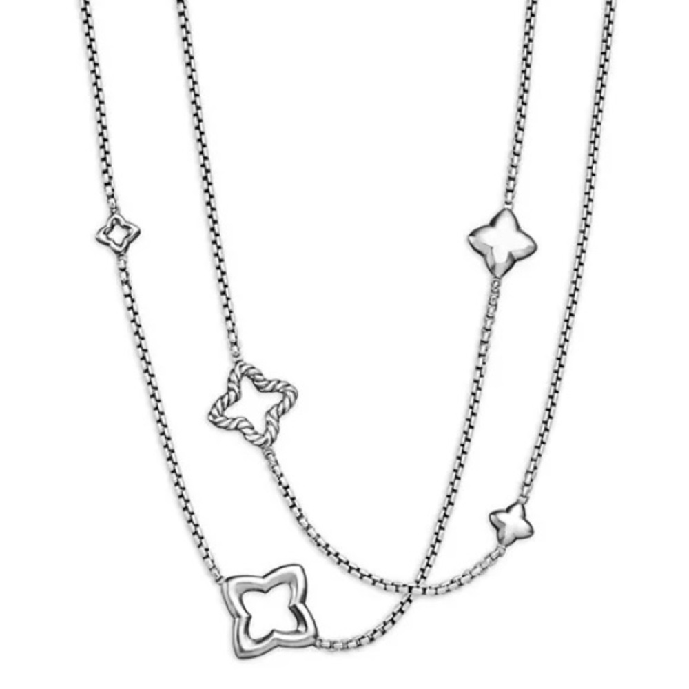 David Yurman Quatrefoil Box Chain Necklace in Sterling Silver